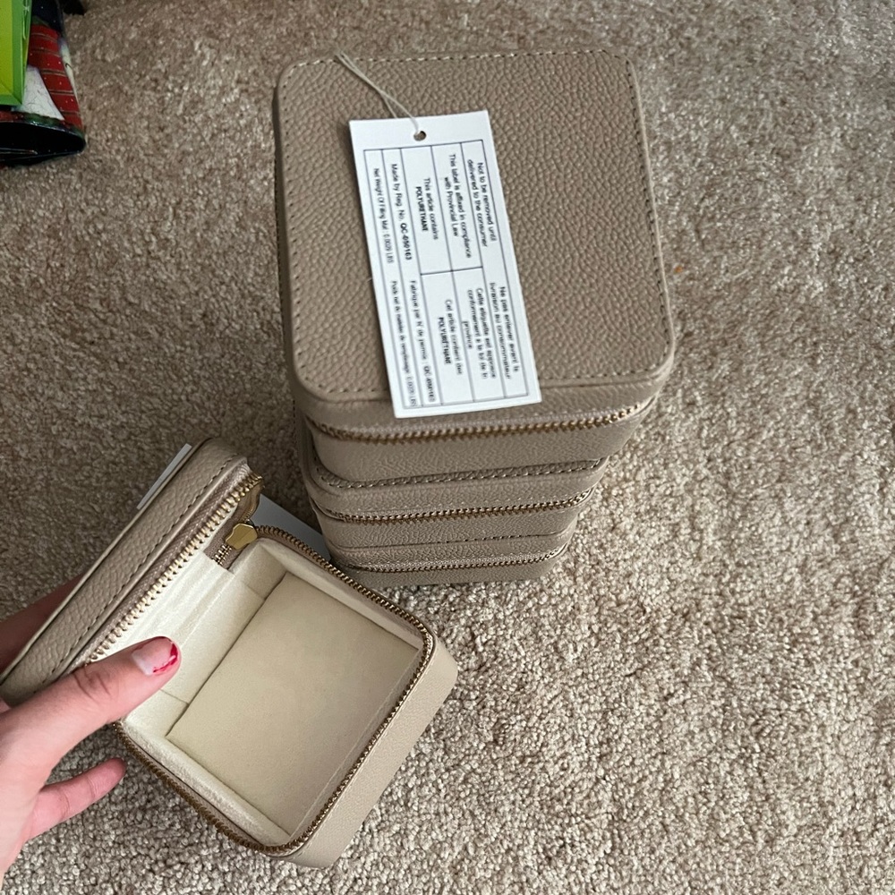 Taupe travel jewelry cases